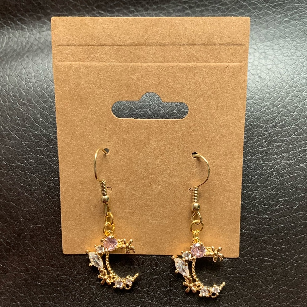 Rhinestone Moon Earrings